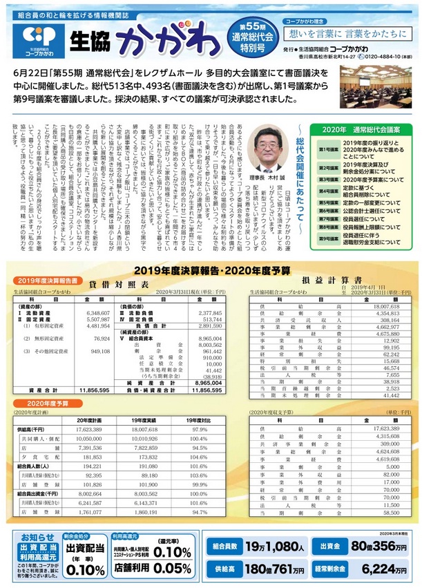 生協かがわ　2020総代会号