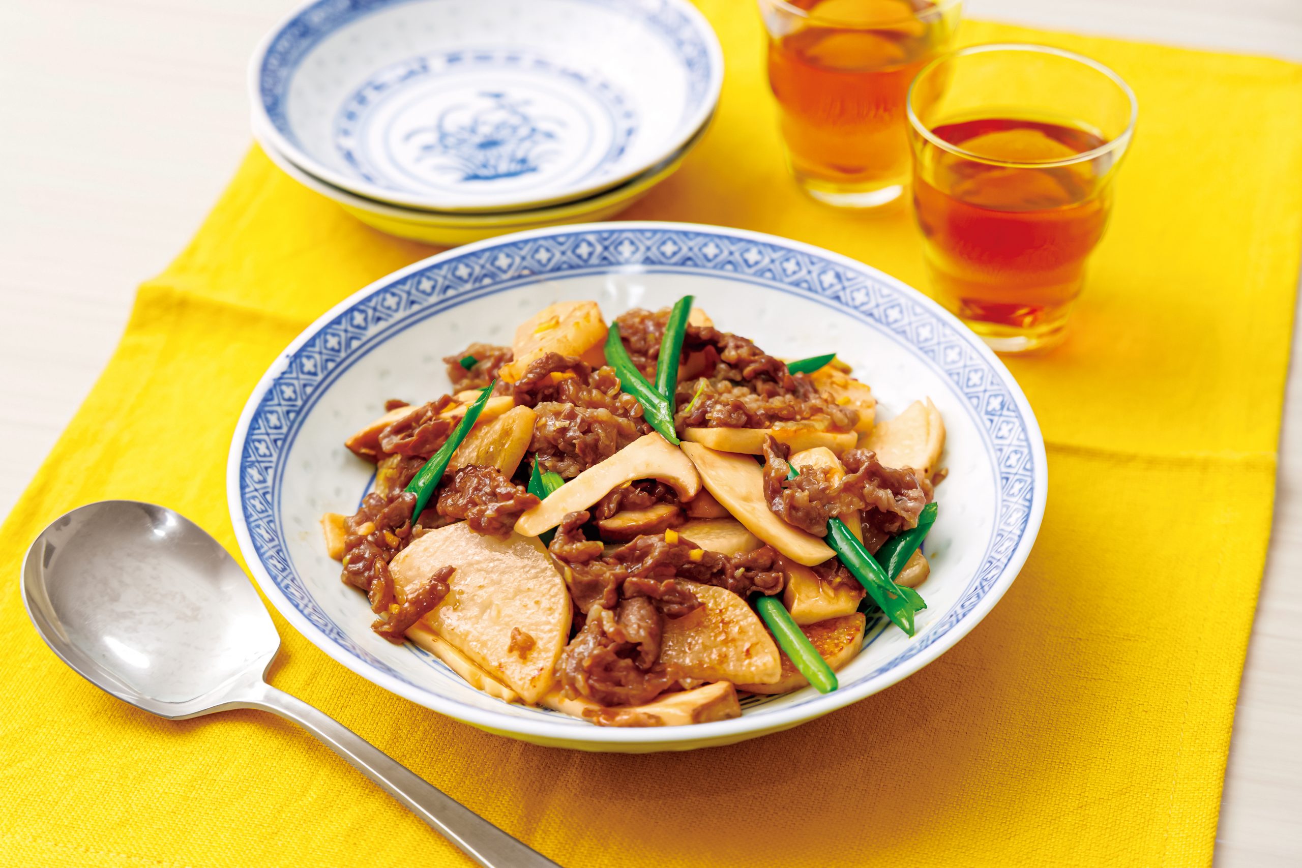 山芋と牛肉のオイスターソース炒め