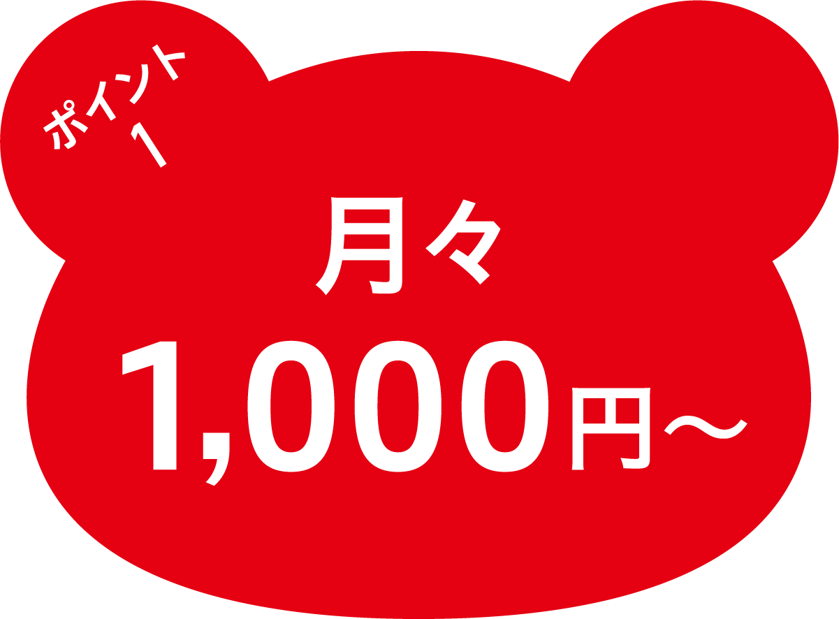 ポイント1　月々1,000円～